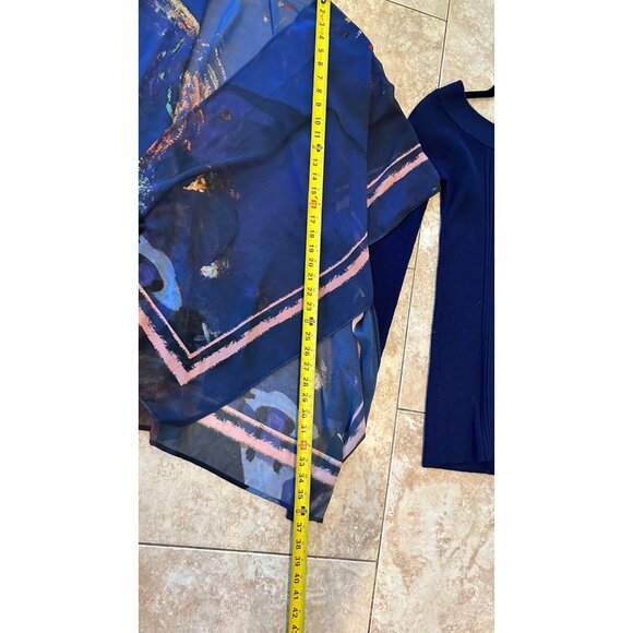 Derek Heart Long Tunic Dark Blue Sweater & Sheer Shawl ~ Size Small/ Medium - Picture 4 of 8